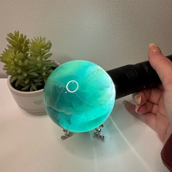 Blue Green Fluorite Sphere - Picture 7 of 9